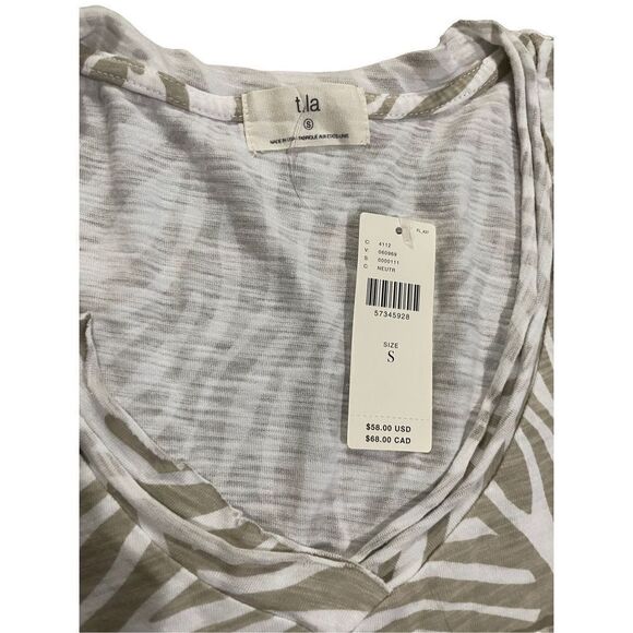 Anthropologie T.La Zebra Print Pocket V-Neck Short Sleeve Tee Shirt NWT small - Picture 4 of 6